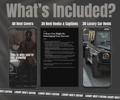 Luxury Mens Edition Vol 2 | Reels, Reel Covers, Hooks & Captions I MRR